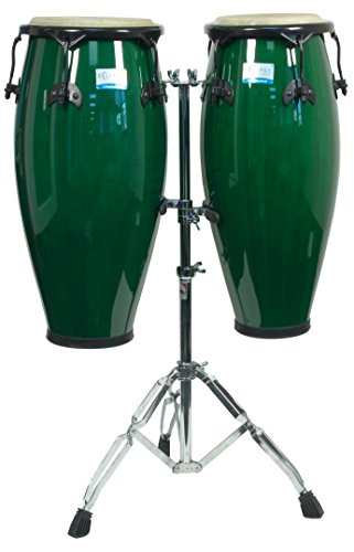 RhythmTech RT5505 Eclipse Conga Set with Stand Percussion Sound Effects, Green Finish