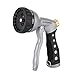 Premium Garden Hose Nozzle – All Metal Spray Gun Design. 8 High Pressure Spray Patterns. Pistol Grip Front Trigger w/Hands Free Clip. Solid Brass Flow Control Knob. Guaranteed Leak Proof. (Gray)