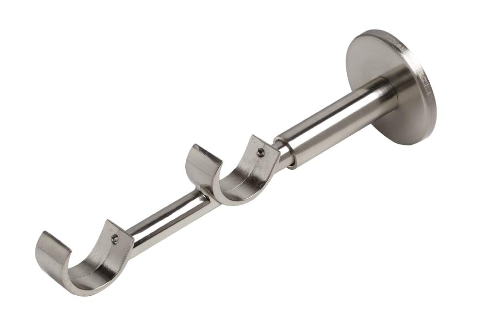 ALBO CURTAIN POLE 28MM IDC DESIGNER DOUBLE BRACKET SUPPORT SATIN SILVER