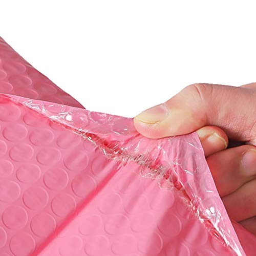 NOMENI 50pcs Poly Bubble Mailers 13x18cm Padded Shipping Envelopes Waterproof Tear Resistance Bubble Lined Poly Mailer Self Seal (Pink - 50Pcs, 11x15cm)
