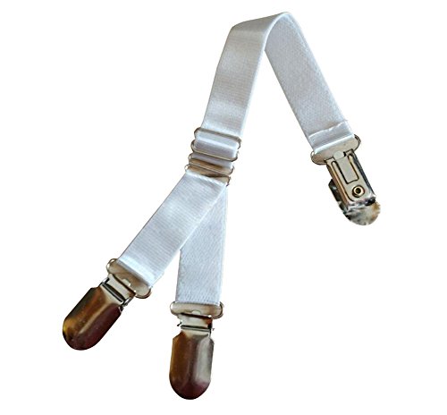 TOPWEL 2PCS Belt/Suspender Belt Adjustable Solid Straight Clip Suspenders with Straps and Clips for Stockings