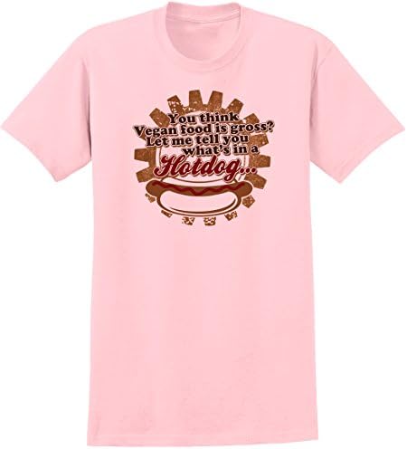 Vegan Food vs Hotdogs Funny Novelty T Shirt>Med Lt Pink