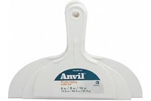 Anvil Plastic Taping Knife Set, White, 15.2/20.3/25.4 cm (6/8/10 inch), Professional Drywall Finishing Tools, 3-Piece