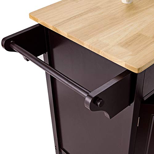 USA_BEST_SELLER Modern Rolling Kitchen Cart Island with Wooden Top Dining Serving Trolley (Brown)