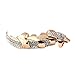 Danibos Punk Style Crystal Rhinestone Paved Paw Bend Fingertip Finger Claw Ring Set Fake False Nails Set (Golden,10PCS)