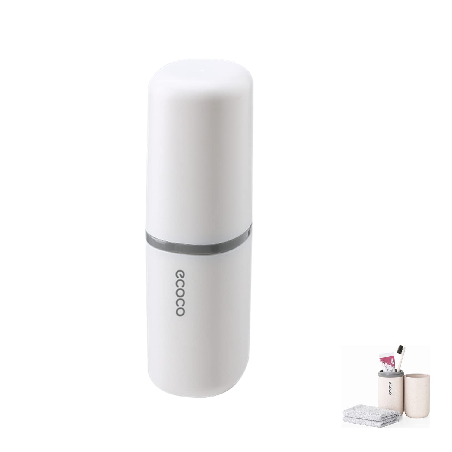 Meiyijia Travel Water Cup Set, Toothbrush Holder for Toothbrushes and Toothpaste, Toothbrush Cup, Suitable for Camping, Travel, Business Trip, White