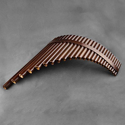 22/25 Pipes C Key Professional Pan Flute Chinese Traditional Musical Instrument Pan Pipes Easy to Learn with Exquisite Brown Pan Pipes Flute and Black Leather Bag (25-Right Hand) - Thumbnail 2