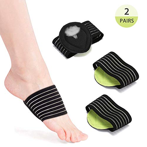 Arch Support Sleeves, 2 Pairs Compression Orthotic Inserts for Plantar Fasciitis Heel Spurs Flat Feet Fallen Arches Achy Feet, Plantar Fasciitis Insoles with Foot Relief Cushions Pad for Men and Women