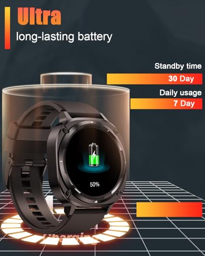 TIMU Military Smart Watch for Men, 1.39-Inch HD Display with Call Function | 114+ Sports Modes, Heart Rate and Sleep Monitoring, Pedometer, IP68 Waterproof, Outdoor Fitness Tracker for iOS and Android