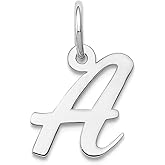 JewelryWeb 8mm 10k White Gold Small Script Letter Name Personalized Monogram Initial Charm Pendant Necklace for Women
