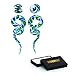 BodyJ4You 4PC Glass Ear Tapers Plugs 00G Blue Green Ribbon Teardrop Spiral Gauges Piercing Set