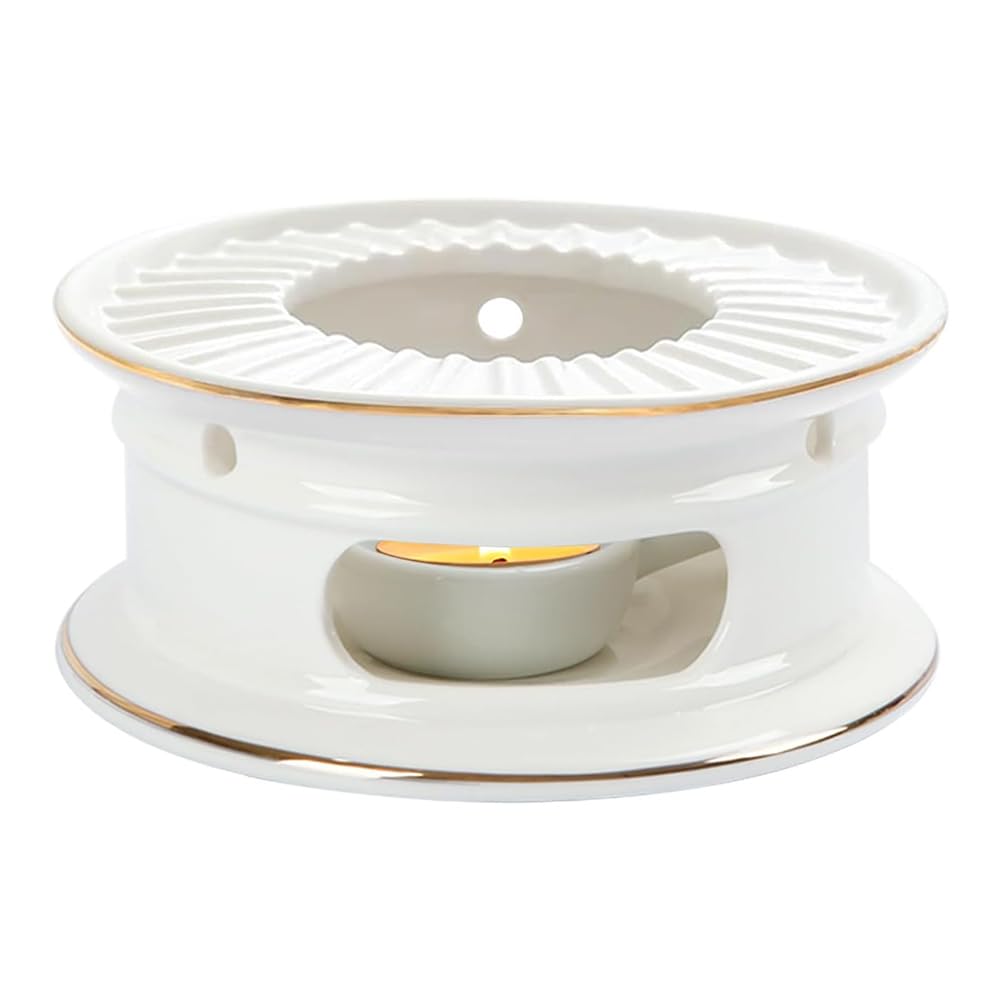 NISHZHU Teapot Warmer, Ceramic Tea Warmer with Tealight Holder, Teapot Heater for Heating Coffee, Milk, Tea Light Heater Easy Install Easy to Use