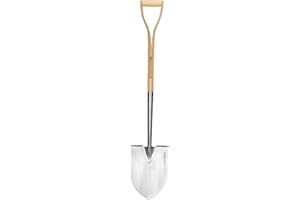 Berry&Bird Shovels for Digging, 43’’ Round Spade Heavy Duty Shovel with Wooden D Handle Stainless Steel Snow Shovels Garden S