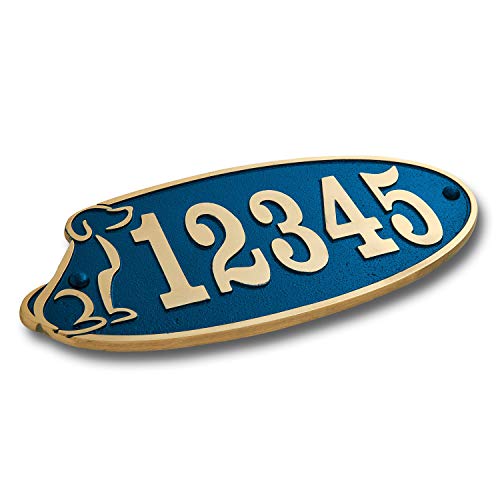 The Metal Foundry Personalised Dog House Number Plaque. Traditional Cast Brass Metal Address Sign with Number and Letter Options. Black Or 6 Choices. Large 5 Numbers Max - Thumbnail 5