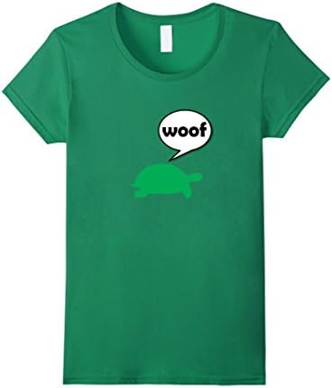 Women's Woof Tortoise T-Shirt barking turtle funny nerd shirt Small Kelly Green