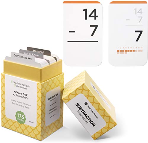 Think Tank Scholar 173 Subtraction Flashcards Full Box Set | All Facts 0-17 Color Coded | Best for Kids in Kindergarten,1st, 2nd, & 3rd Grade