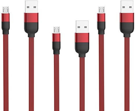 Micro USB Cable 3-Pack Marvotek Durable Tangle-free Charging Cable for Samsung Android /Windows /MP3/ Camera 5.9 ft Color Red