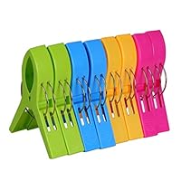WeLoveFamily 8 Pack Beach Towel Clips in Bright Colors - Jumbo Size Beach Chair Towel Clips- Keep Your Towel from Blowing Away,Clothes Lines(4 Colors/2.76 inch
