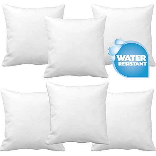 IZO Home Goods Set of 6 Premium Hypoallergenic Throw Pillow Insert Sham Square Form Polyester, 18" L X 18" W, Standard/White