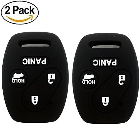 Pack 2 Black Rubber Key Fob Case Cover Keyless Entry Remote Key Fob Skin Cover Protector Jacket fit for Honda Accord Civic CR-V 3+1 Buttons