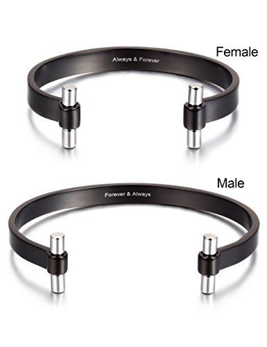 I Jewelry His and Hers Bracelets for Men Women Stainless Steel Cuff Bracelets for Couples(Forever&Always and Always&Forever Bracelet)