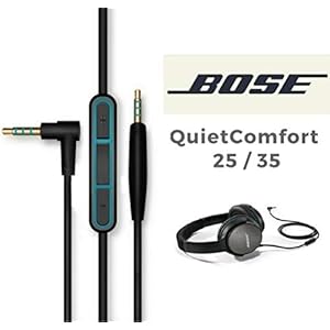 Vervangende audiokabel voor koptelefoons Bose QuietComfort QC25 QC35 met ruisonderdrukking, microfoon en volumeregelaar