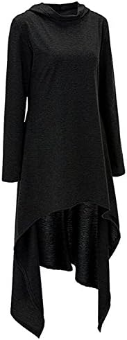 Kumer Women's Asymmetric Hem Long Sleeve Loose Hoodies Sweatshirts Dress Casual Sweatshirts Tunic Tops