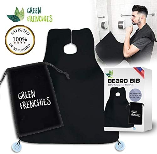 G.F. Beard Apron, Beard Catcher, Beard Bib, Trimming Apron, Black Beard Trimmer Catcher, Free extra 2 Pairs Suction Cup for Mirror Clipping, Enjoy Mess free trimming with our Hair Beard Catching Cap