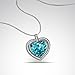 Lelekiss Blue Crystal Halo Heart Pendant Necklace Jewelry Gift for Mom, Wife, Girlfriend