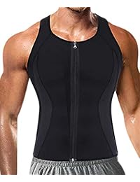 Wonderience - Corsé de neopreno para hombre, para pérdida de peso, con cremallera, chaleco de entrenamiento, camiseta de entrenamiento