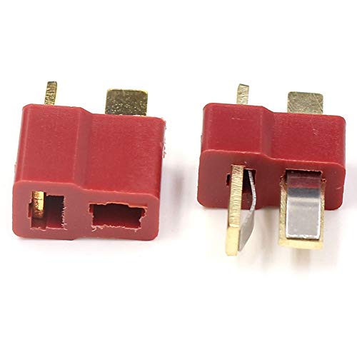TEZONG Red Ultra T Plug Connectors Deans Style 10pcs Male and 10pcs Female with 20pcs Shrink Tubing for RC LiPo Battery Pack ESC Electric Engine Motor Parts