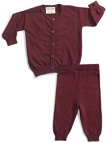 Baby Outfit 100% Cotton Knit 2 Piece Cardigan Top and Leggings Pants 2/3 Years Red Burgundy Maroon