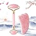Ranphykx Jade Roller and Gua Sha Tools Set, Rose Quartz Roller and Gua Sha, Face Roller and Face Massager for Anti Aging, Beauty Massager for Skin Eyes Chin 2019 New Model No Squeaks