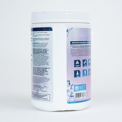 Believe Supplements Protein Refresher (25 servings) - Revolutionary Juice-Type Whey Protein Powder Alternative for Fitness, Bodybuilding, Gym, or for bigger protein intake - Enjoy with Ice or Chilled Water for Superior Taste (25 servings, Strawberry Lemonade)
