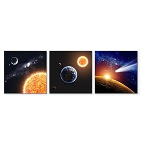3 Piece Canvas Wall Art for Living Room Bedroom Home Artwork Vast Starry Sky Paintings Ready to Hang - 12"x12"x3 Panels
