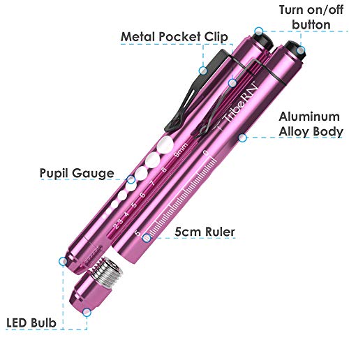 Nursing Penlight with Pupil Gauge Set by Tribe RN Medical Pen Light for Nurses, Nursing