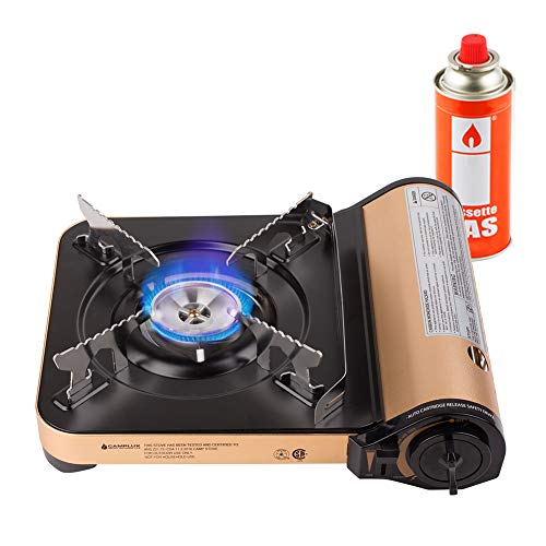 Camplux JK-7000 Single Burner Butane Stove, 11,500 BTU Portable Camping Gas Stove, Aluminum Alloy Outdoor Butane Gas with Carry Case, CSA Listed