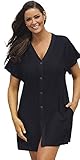 swimsuitsforall Women's swimsuitsforall Waffle Button Cover Up