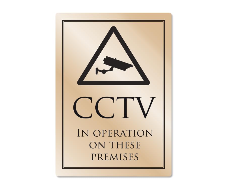CCTV in Operation on this Premises Metal Sign Gold Black Pub Restaurant Shop Notice Warning Door Notice Office Shop Warehouse School Cafe Restaurant Pub Business Hotel Premises Camera Recording MS31
