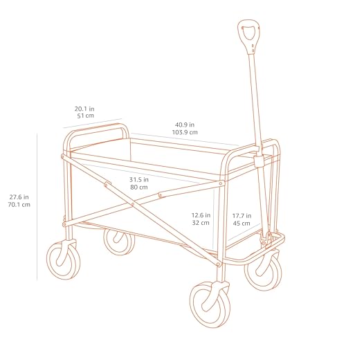 AMAZON BASICS COLLAPSIBLE HEAVY DUTY UTILITY WAGON FOR OUTDOOR SPORTS, CAMPING, GARDEN, AND SHOPPING, VERSATILE, EASY TO STORE, 265 POUNDS CAPACITY, 27.6 X 40.9 X 20 INCHES, BLUE