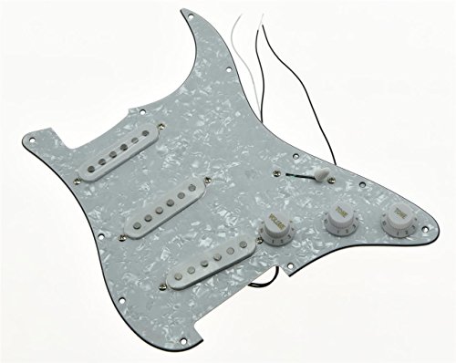 KAISH Loaded Strat Pickguard Pre-wired ST SSS Pickguard with Alnico Pickups White Pearl