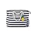 Robyn&Co Large Beach Bag, Waterproof Canvas, L18 xH14 xW6. Top Zipper, Navy Blue, 6 Pockets