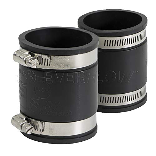 EVERCONNECT 4825x2 Flexible Pvc Coupling with Stainless Steel Clamps 2 inch Black (pack of 2)
