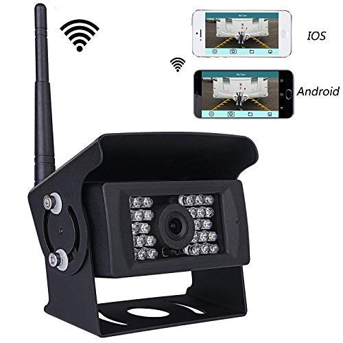 Wireless Backup Camera for RV, Camper, Trailer, Truck, Motor Home and More Douxury Upgraded Night Vision Wide View Angle Waterproof WiFi Rear View Camera with APP for iOS, Android Phone,Pad, Tablet