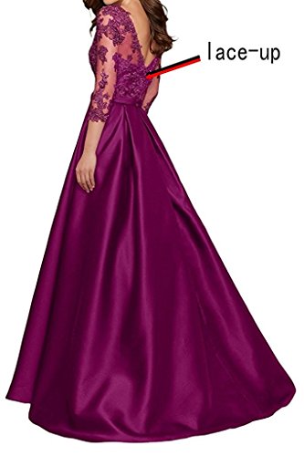 Charm Bridal Long Satin V neck Women Prom Evening Party Dresses with Sleeve 2017-10-White - Thumbnail 2