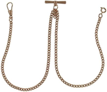 Ky &amp; Co Rose Gold Tone Albert Thin Curb Pocket Watch Chain Mens Made in USA