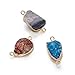 FASHEWELRY 5Pcs Natural Druzy Agate Stone Connectors Irregular Shape Healing Crystal Gemstone Charm Links with Golden Plated Edge for Jewelry Making (Random Mixed Colors)