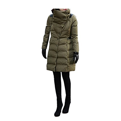 Komene Women's Winter Warm Long Slim Standing Collar Down Jackets (S 6, Army Green)