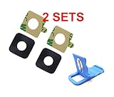 Back Rear Camera Lens REAL Glass Cover w Adhesive for Samsung Galaxy Note Edge N915A N915V N915P N915T N915 Black + PHONSUN Portable Cellphone Holder