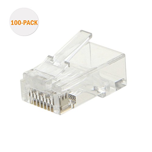 CableCreation 100-PACK Cat 6 RJ45 Connector, UTP Network Plug For Solid Wire and Standard Cable, Transparent